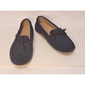 The Flexx Suede Leather Moccasin Loafer Tie Detail Blue Slip On Size 5.5/36EU